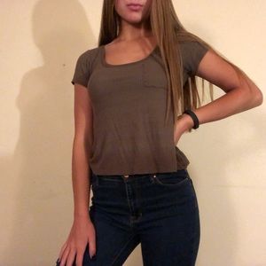 Charlotte Russe Green Ribbed T-shirt